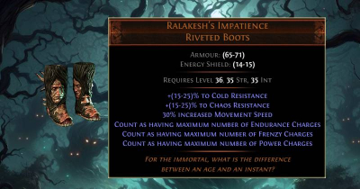 Path of Exile 3.23 Ralakesh's Impatience Riveted Boots Guides