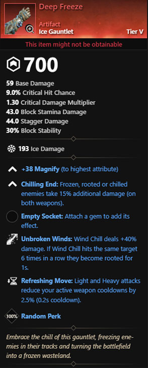 New World Deep Freeze Artifact