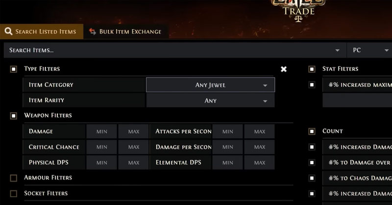 Path of Exile Search for the Perfect Jewels Screenshot