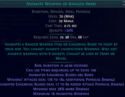PoE 3.23 Animate Weapon of Ranged Arms Image