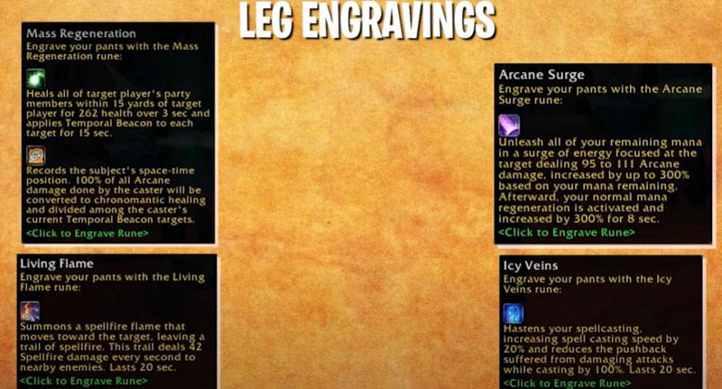 WoW Season of Discovery Mage Leg New Spells and Abilities