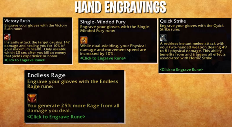 Season of Discovery Warrior Hand New Runes