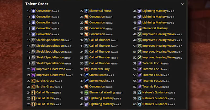 WOW Classic Shaman Talent Builds Screenshot