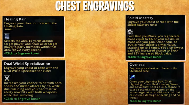 Season of Discovery Shaman Chest New Rune Engravings