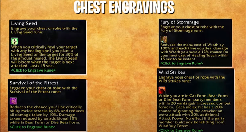 WoW Season of Discovery Druid Chest New Spells and Abilities