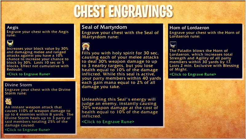 Season of Discovery Paladin Class Chest Engravings