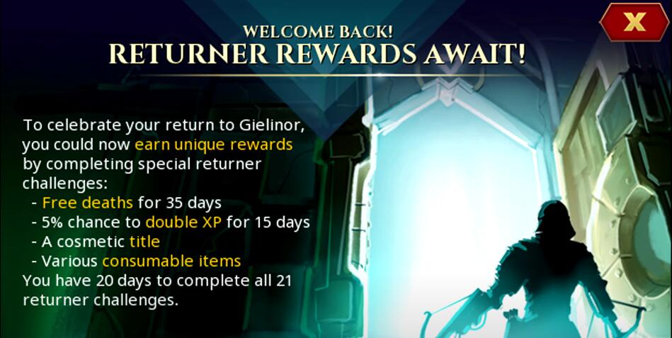 Runescape Returning Player Challenge Track for Returning Player