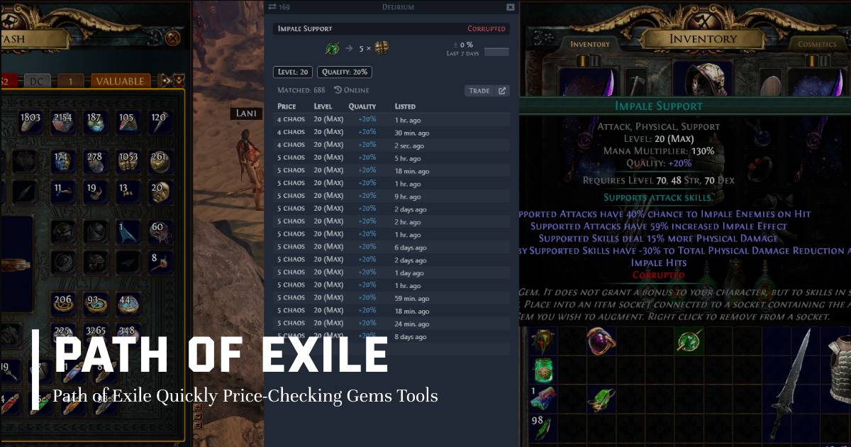 Path of Exile Quickly Price-Checking Gems Tools