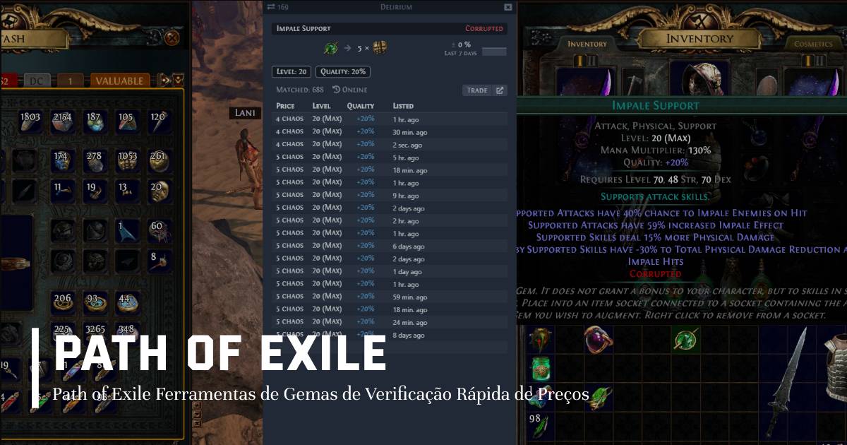 Path of Exile Ferramentas de Gemas de Verificação Rápida de Preços