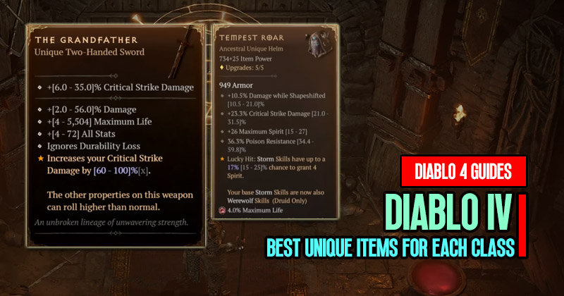 Diablo 4 Guide: Best Unique class-specific Items for Each Class