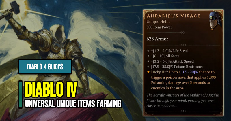 Diablo 4 Universal Unique Items: Best Farming Dungeons and Drop Enemies