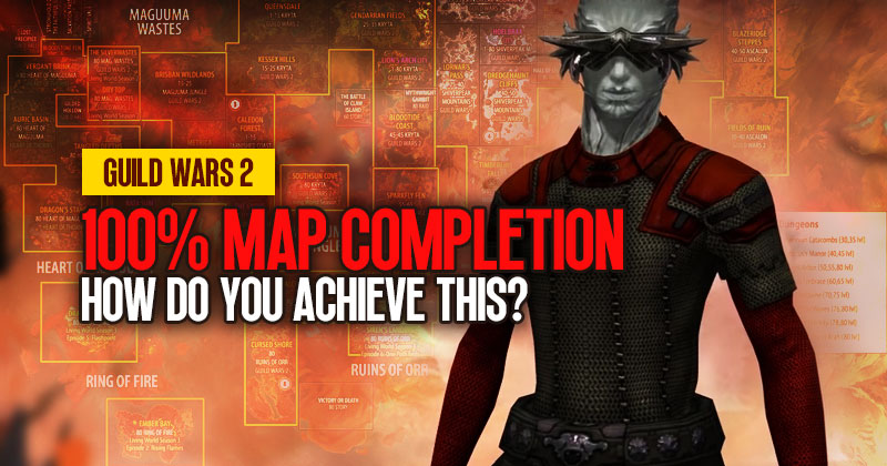 How do you achieve 100% map completion in Guild Wars 2?